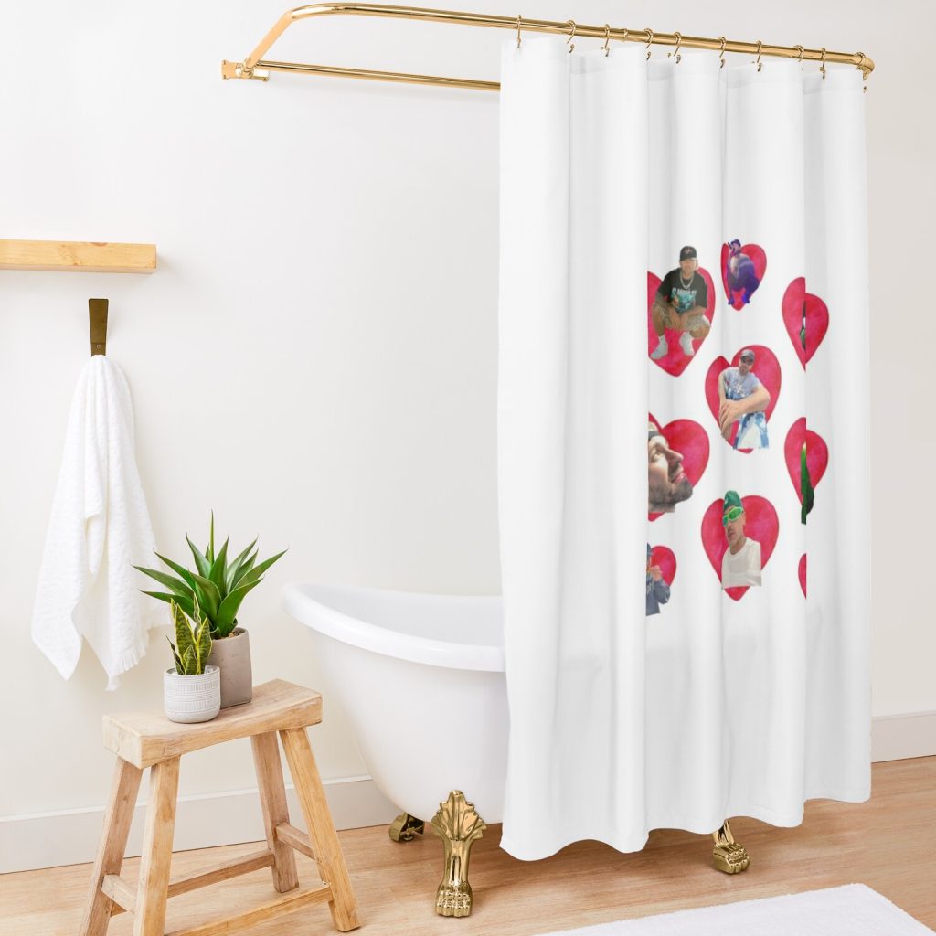 Ferxxo Sixdo Feid Hearts Shower Curtain Official Feid Merch