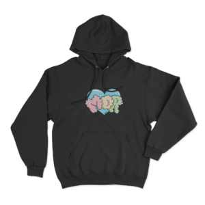 MOR Colorful Heart Unisex Hoodie Black