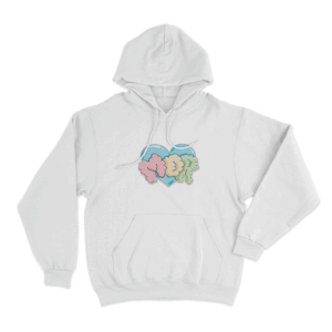 MOR Colorful Heart Unisex Hoodie White