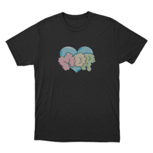 MOR Colorful Heart Unisex T Shirt Black