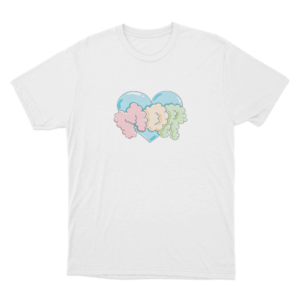 MOR Colorful Heart Unisex T Shirt White